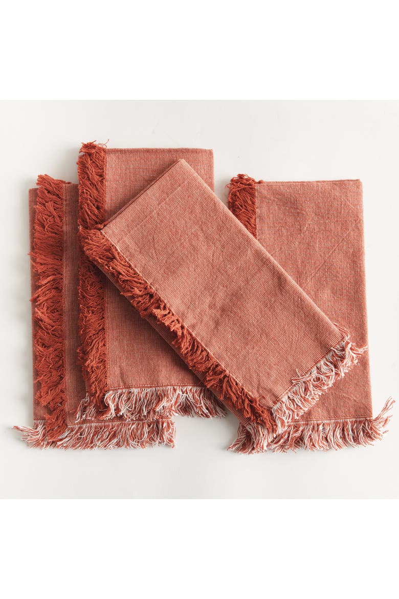 Aura Dinner Napkins - Rust - Pre-Washed Cotton - 4pc, Alternate, color, Red
