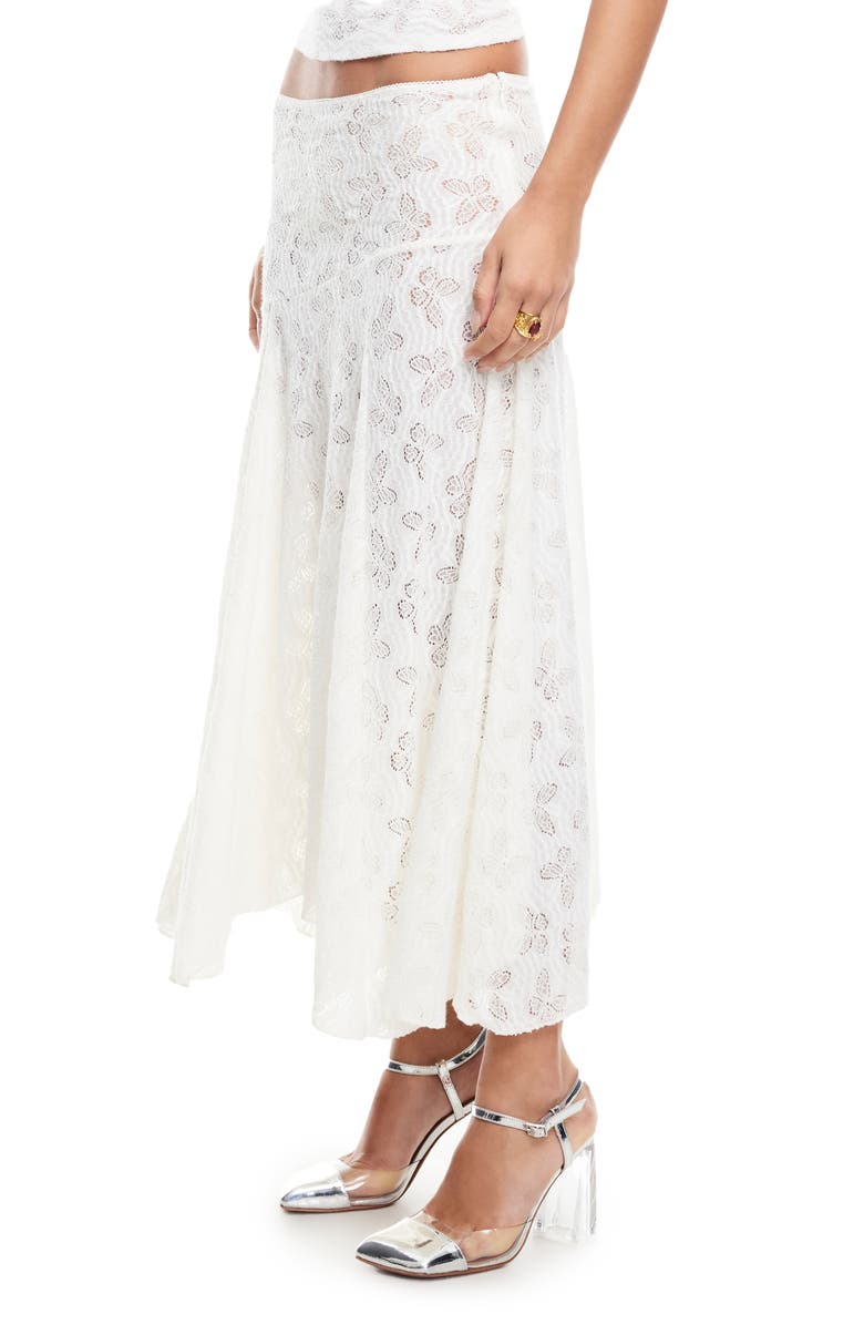 LIONESS Tidal Pointelle Asymmetric Midi Skirt, Alternate, color, Foam