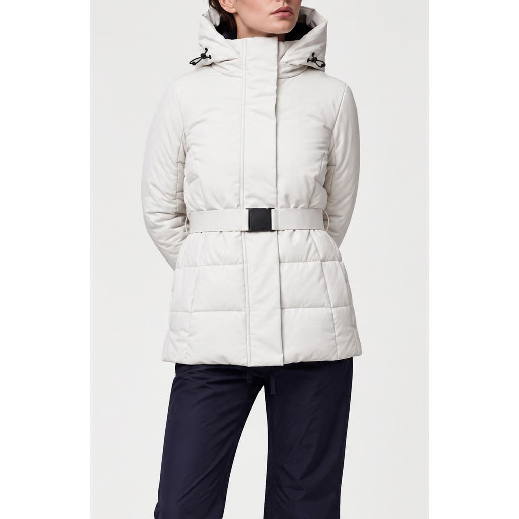 Noize Blanca Hooded Belted Puffer Coat In Cloud