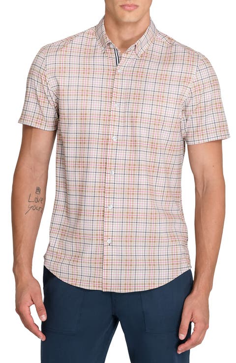 Plaid Woven Short Sleeve Basic