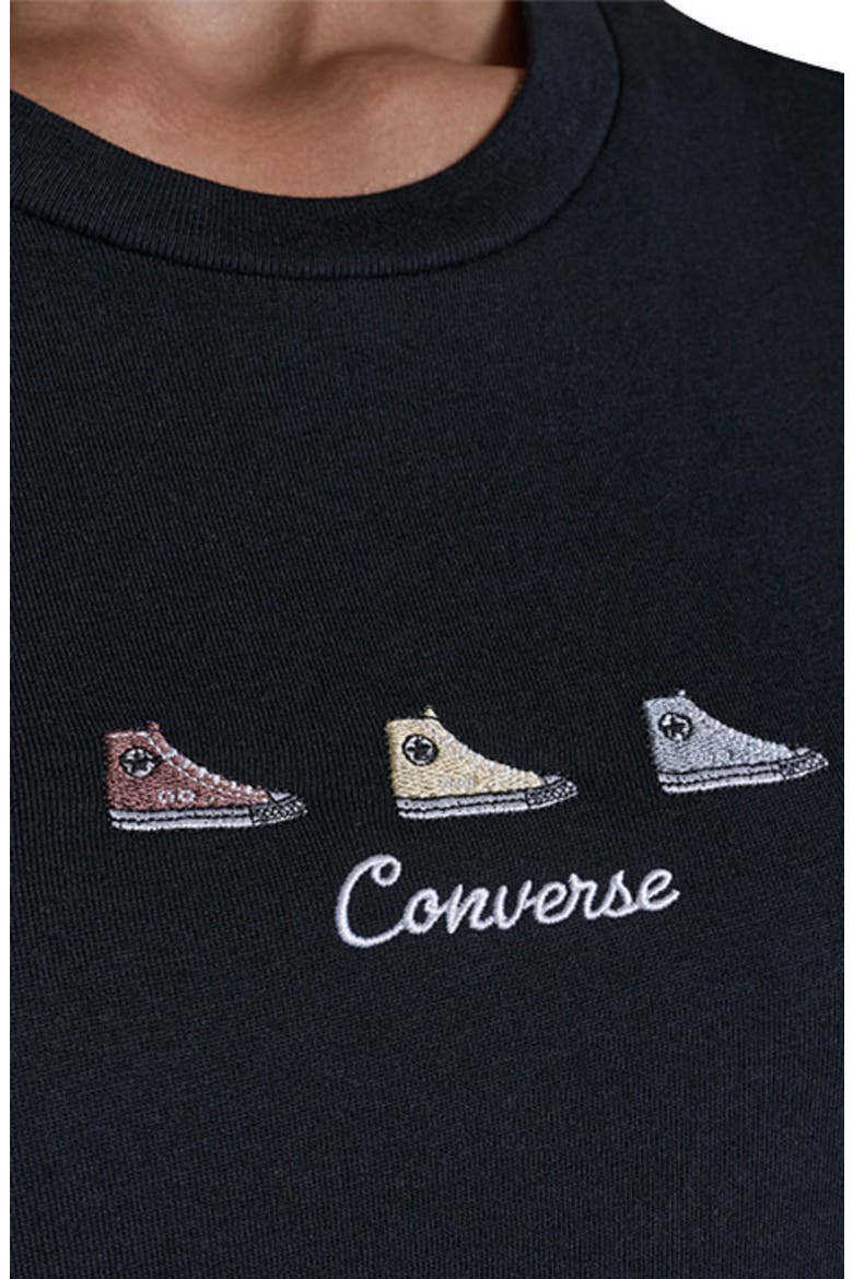 Trio Embroidered T-Shirt, Alternate, color, CONVERSE BLACK