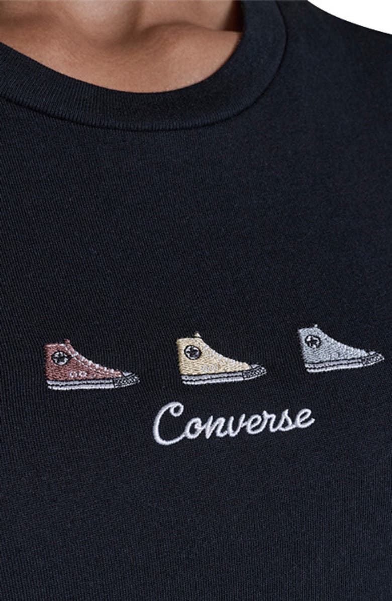 Converse Trio Embroidered T-Shirt, Alternate, color, Converse Black