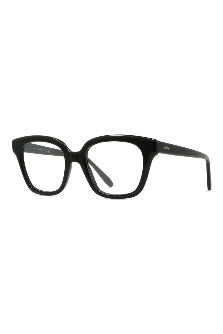 Slim 51mm Geometric Optical Glasses, Alternate, color, SHINY BLACK