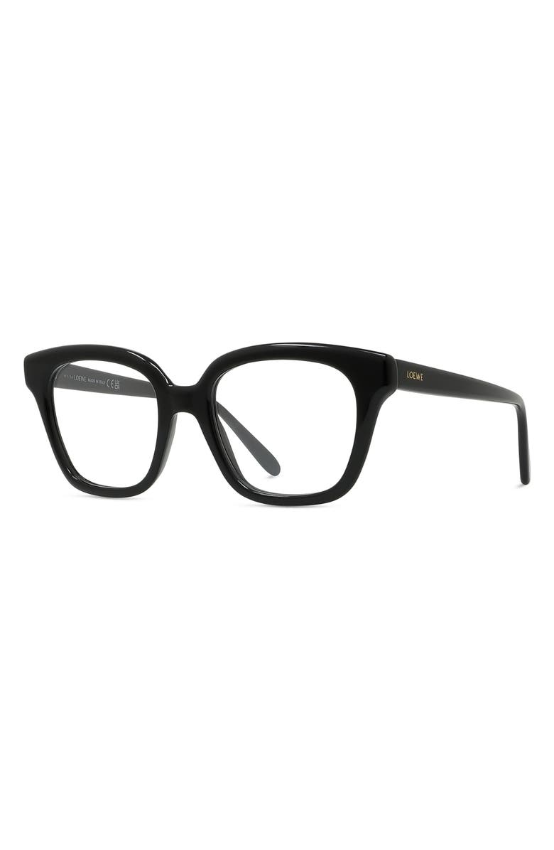 Loewe Slim 51mm Geometric Optical Glasses, Alternate, color, Shiny Black