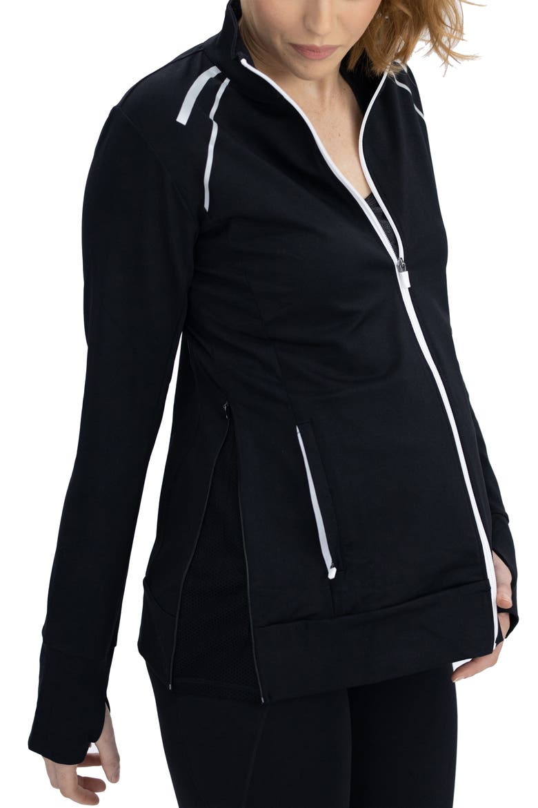 Maternity Workout Jacket, Alternate, color, BLACK