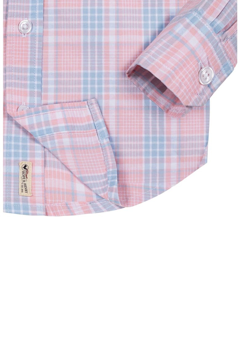 Boys' Organic Stretch Poplin Shirt, Kids, Alternate, color, Pink Petal Plaid