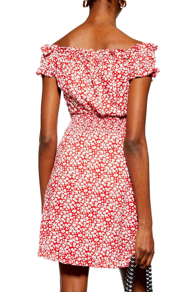 Ditsy Floral Minidress, Alternate, color, RED MULTI