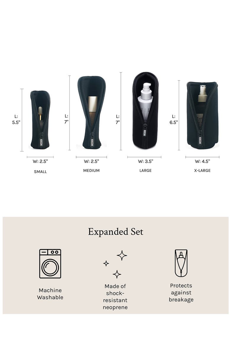 Set of 4 Travel Bottle Protectors, Alternate, color, BLACK