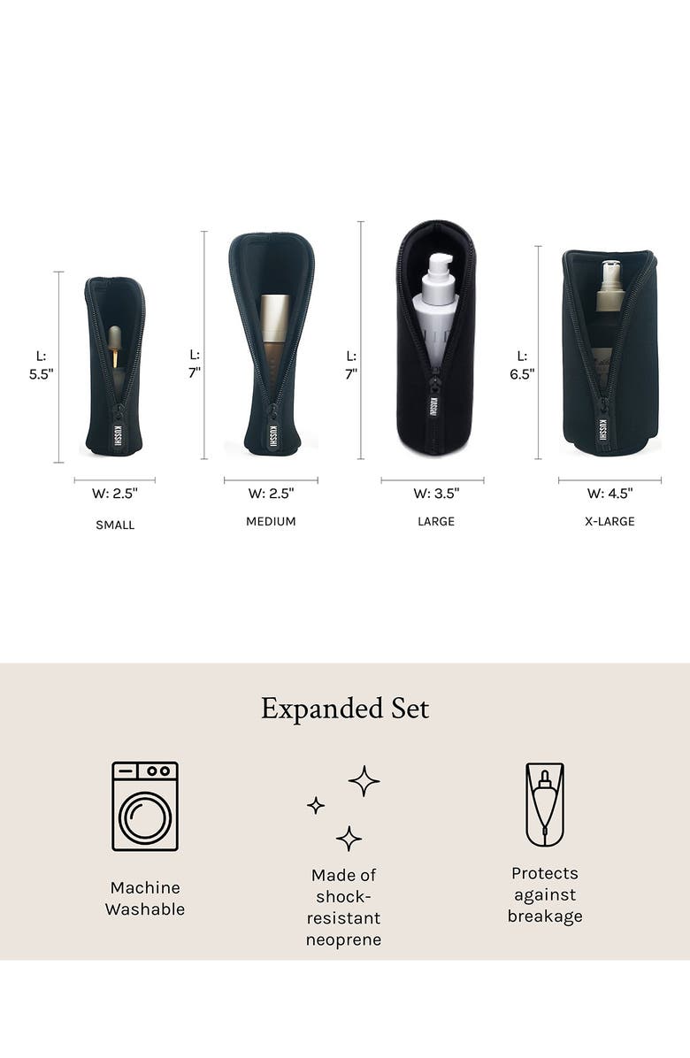 KUSSHI Set of 4 Travel Bottle Protectors, Alternate, color, Black