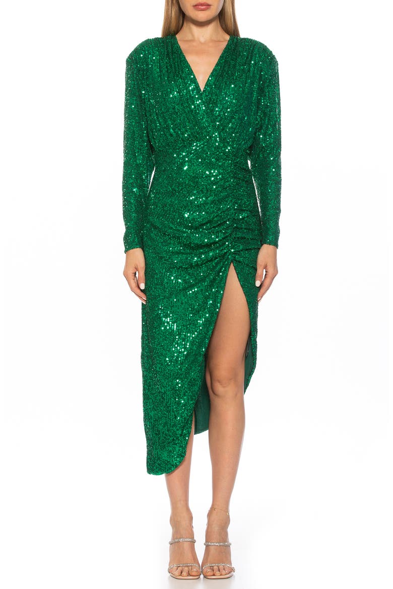 Silena Surplice Dolman Sleeve Dress, Main, color, EMERALD