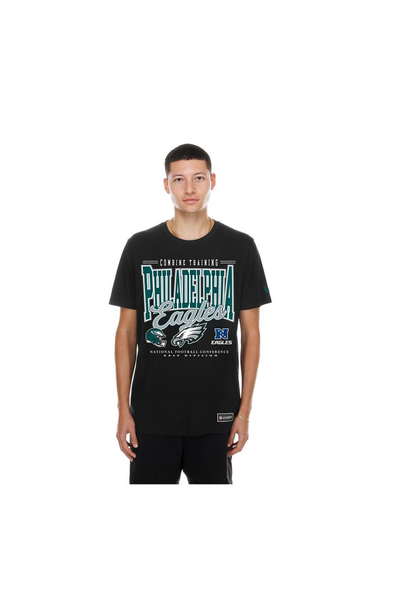 Men's New Era Black Philadelphia Eagles Combine Authentic T-Shirt, Main, color, Black