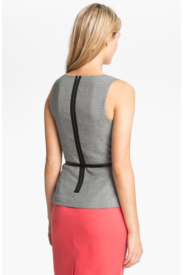 Halogen Belted Peplum Top, Alternate, color, BLACK/ WHITE COMBO