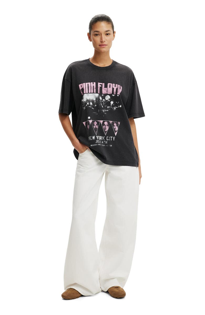 Cotton On Women's The Lcn Music Boxy Graphic Tee, Alternate, color, Pink Floyd Ny City  Washed