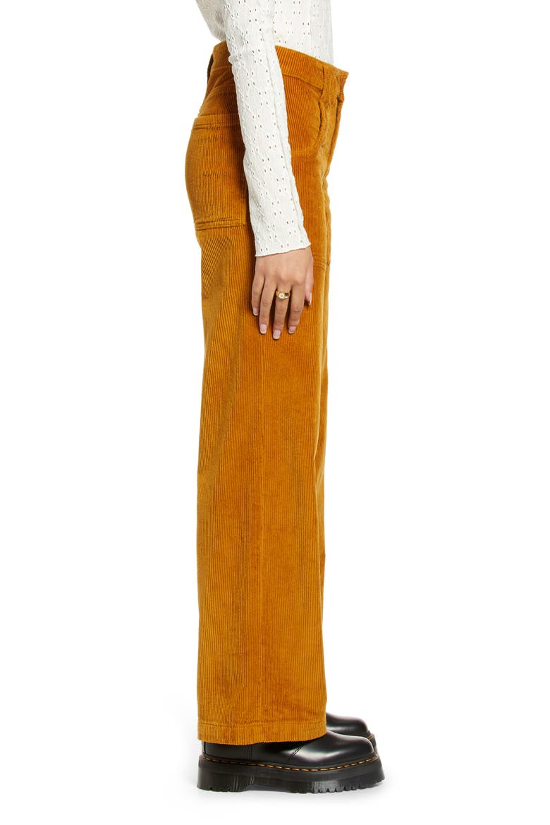 Wide Leg Stretch Cotton Corduroy Pants, Alternate, color, BROWN BUCKTHORN