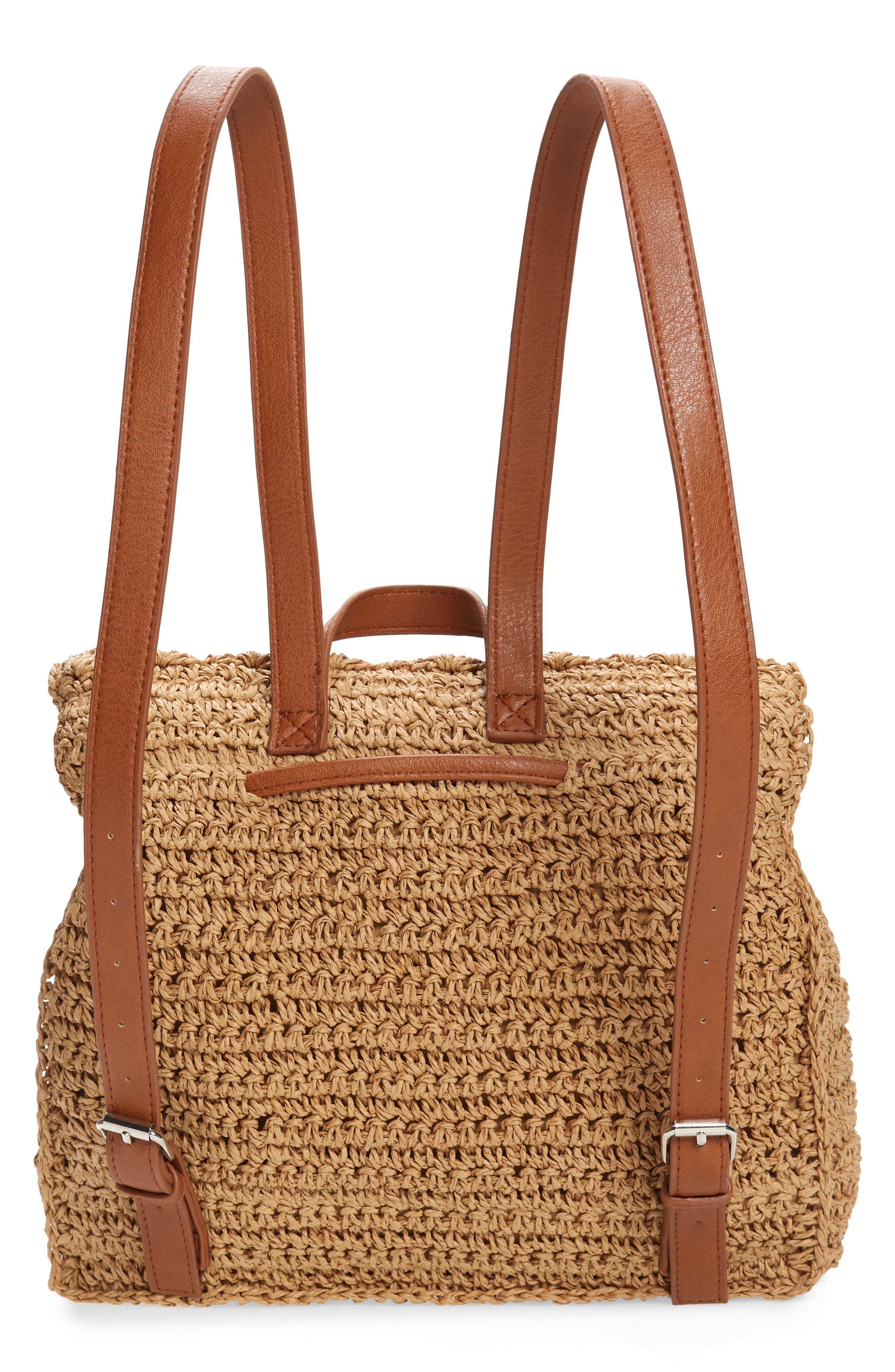 Ravi Straw Backpack, Alternate, color, DARK NATURAL