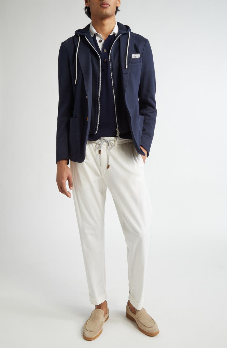 Eleventy Cotton & Cashmere Sport Coat with Removable Hooded Bib, Alternate, color, 11N New Blue