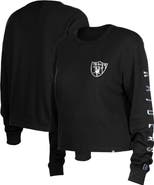 New Era Women's New Era Black Las Vegas Raiders Sport Night Thermal Long Sleeve Cropped T-Shirt