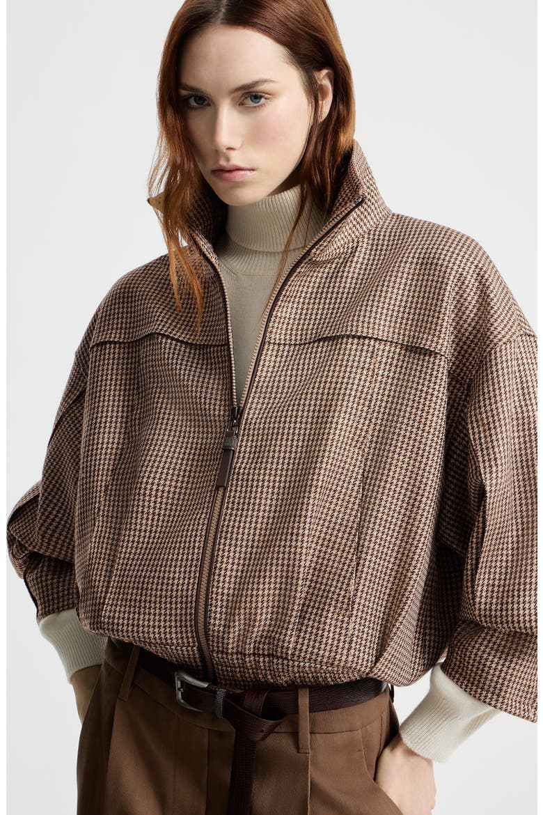 Sparkling houndstooth outerwear jacket, Alternate, color, Brown
