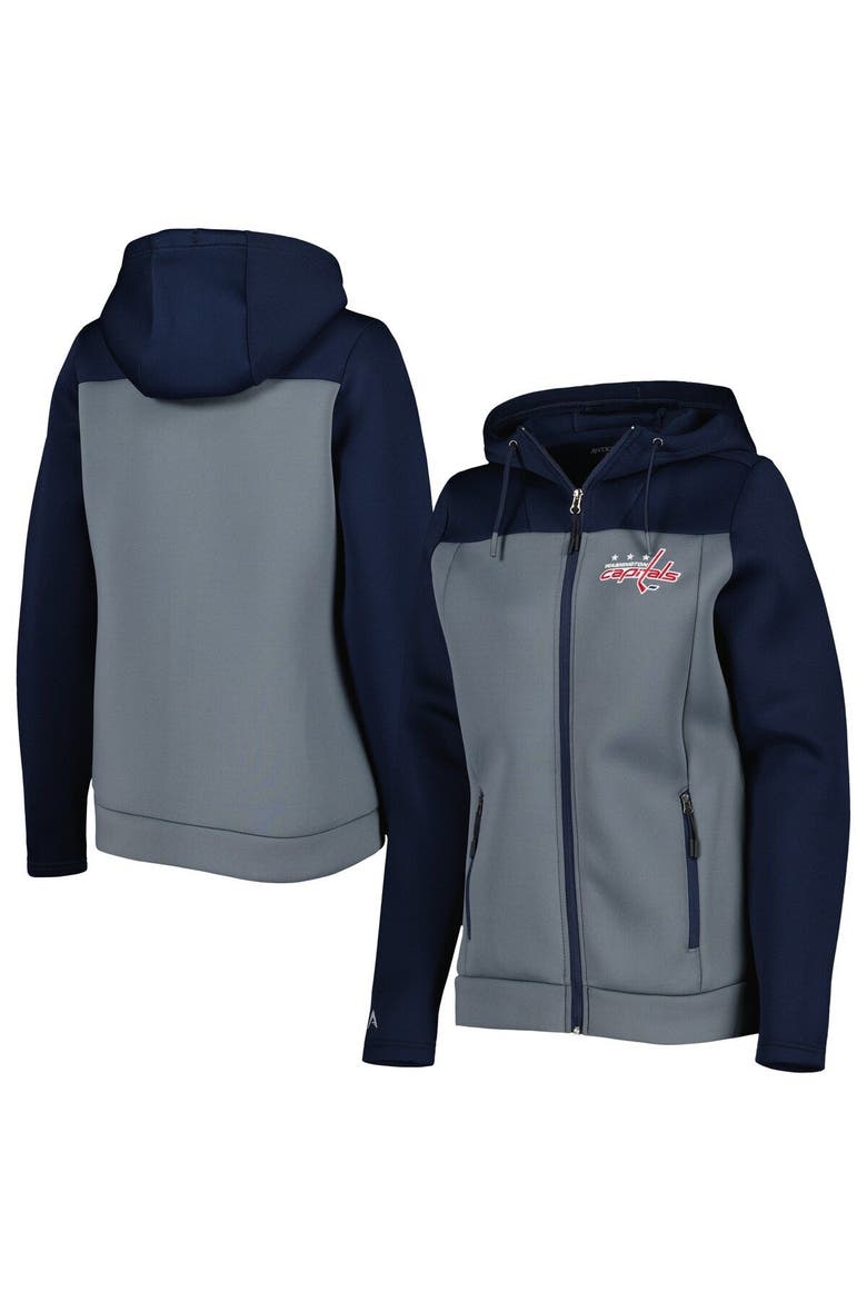 Women's Antigua Navy/Gray Washington Capitals Protect Full-Zip Jacket, Main, color, Navy