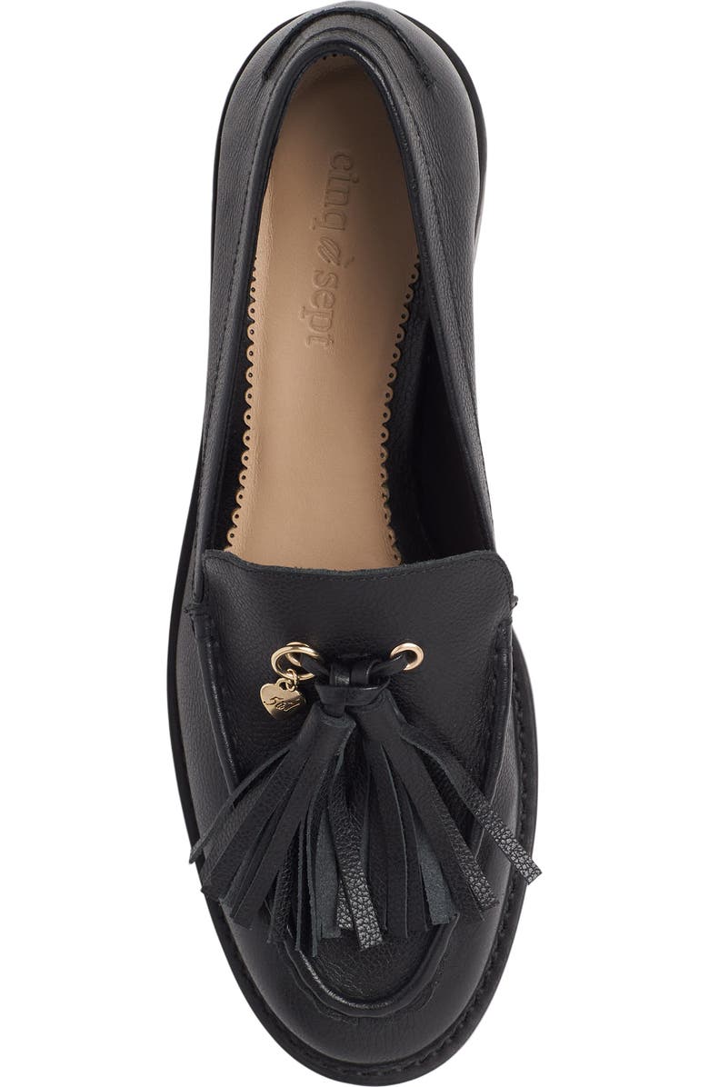Cinq à Sept Remi Tassel Leather Loafer, Alternate, color, Black
