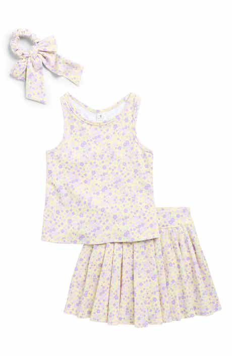 YOGALICIOUS Kids' Floral Tank, Pleated Skort & Bow Scrunchie Set