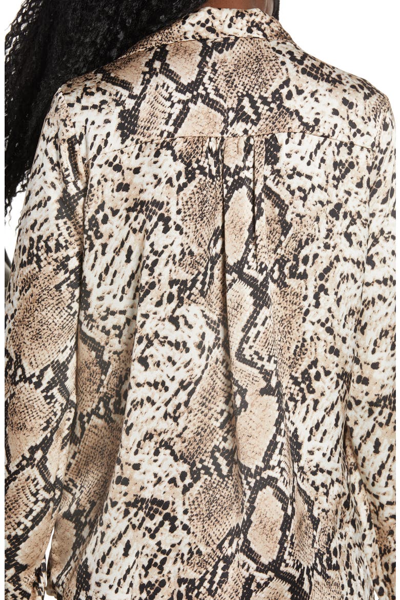 Snakeskin Wrap Shirt, Alternate, color, BROWN