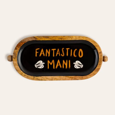 Lakri Oval Mango Wood Tray Curated Decor