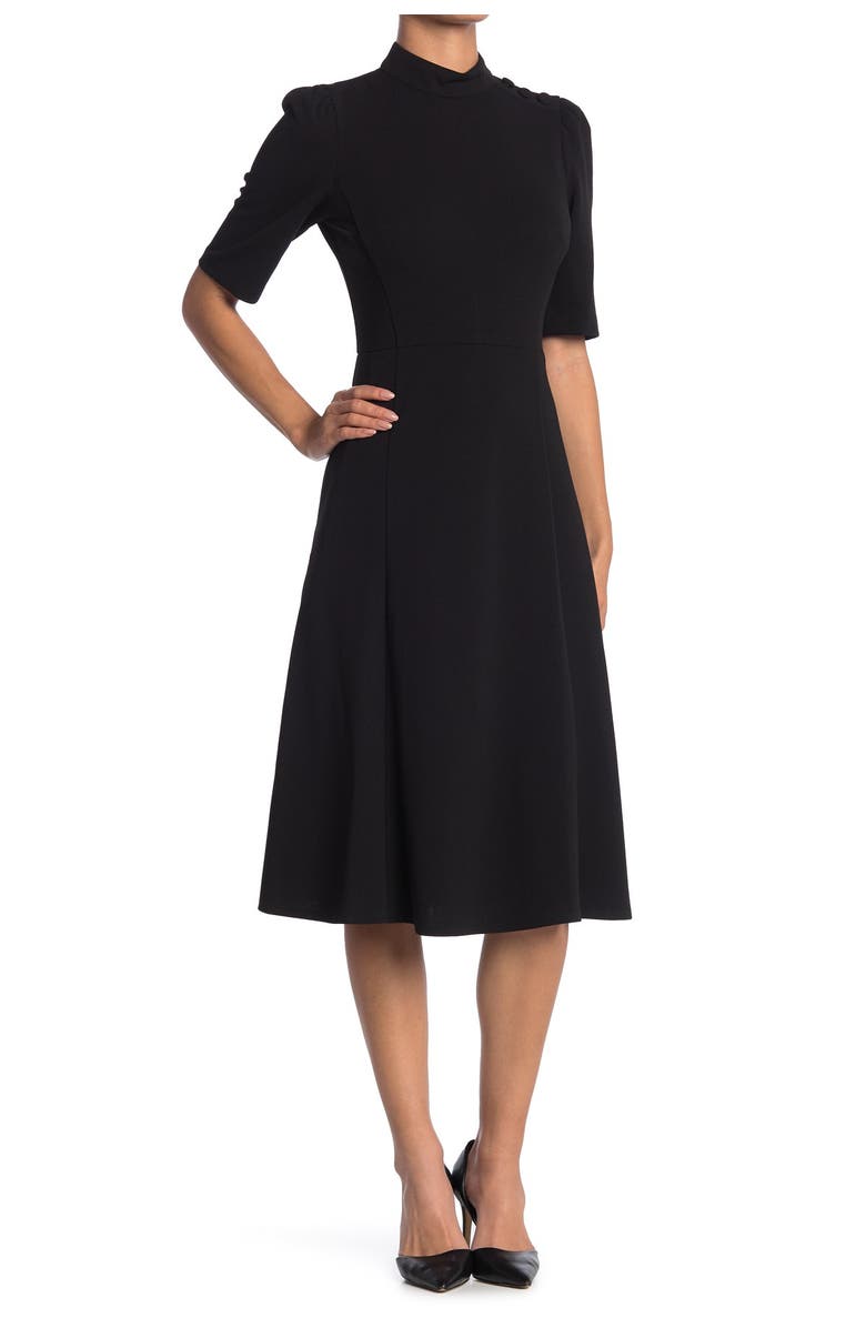 Donna Morgan Mock Neck Elbow Length Fit & Flare Dress, Main, color, 