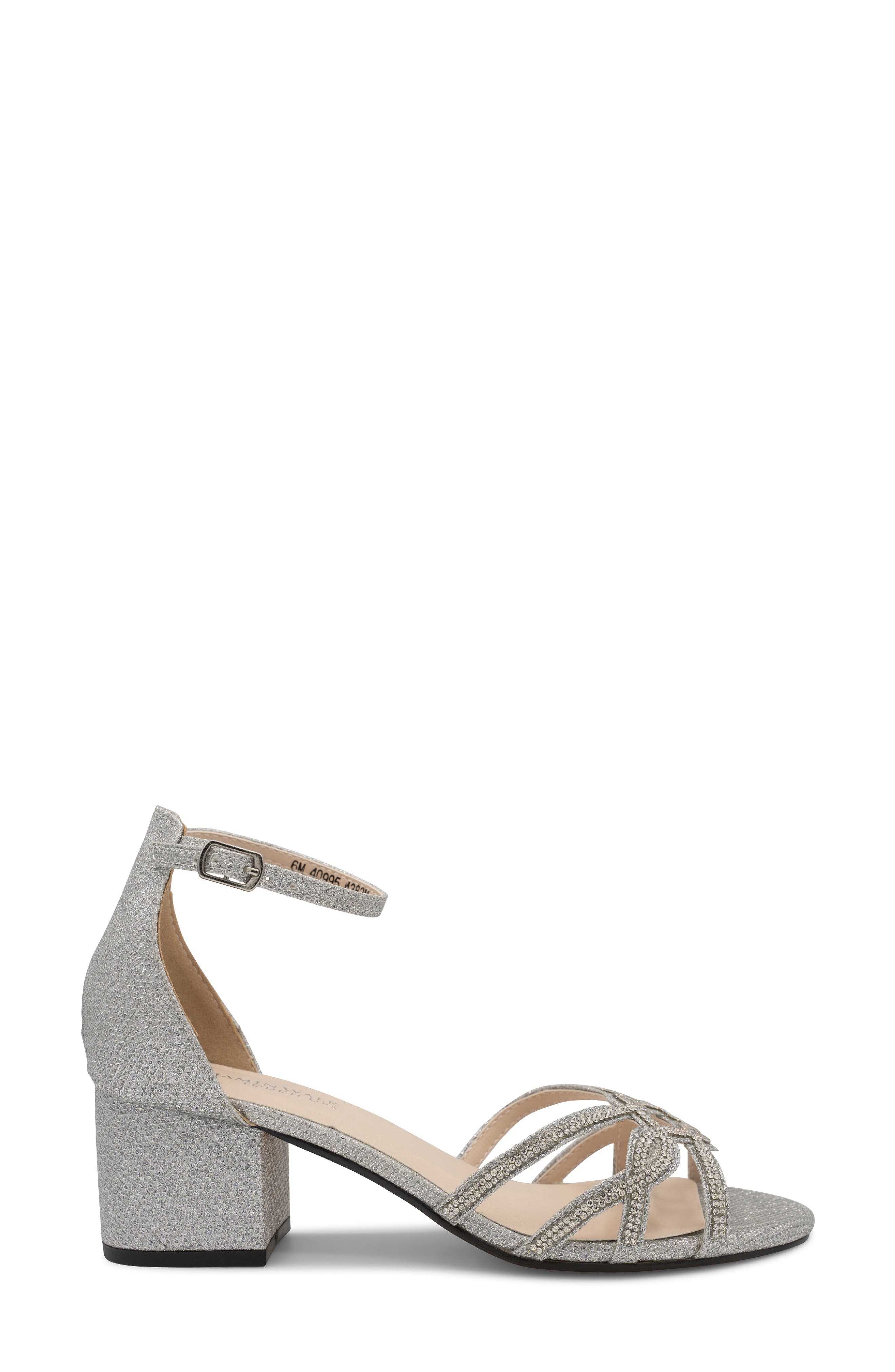 Zoey Shimmer Rhinestone Sandal, Alternate, color, SILVER