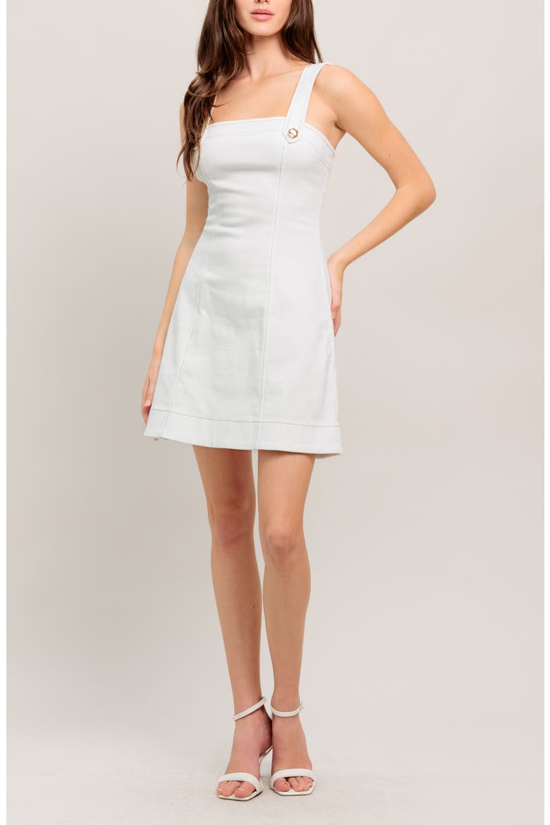 Sleeveless Denim Minidress, Main, color, WHITE