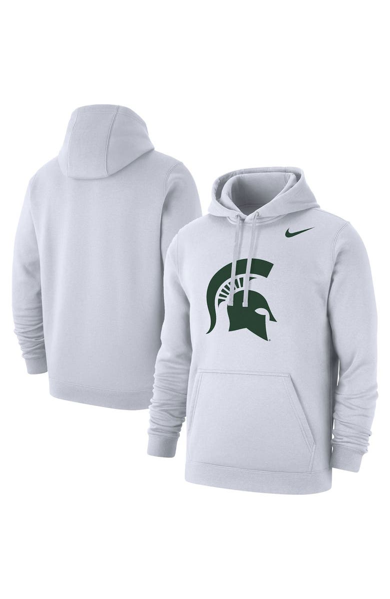 Nike Men's Nike White Michigan State Spartans Logo Club Pullover Hoodie, Main, color, 