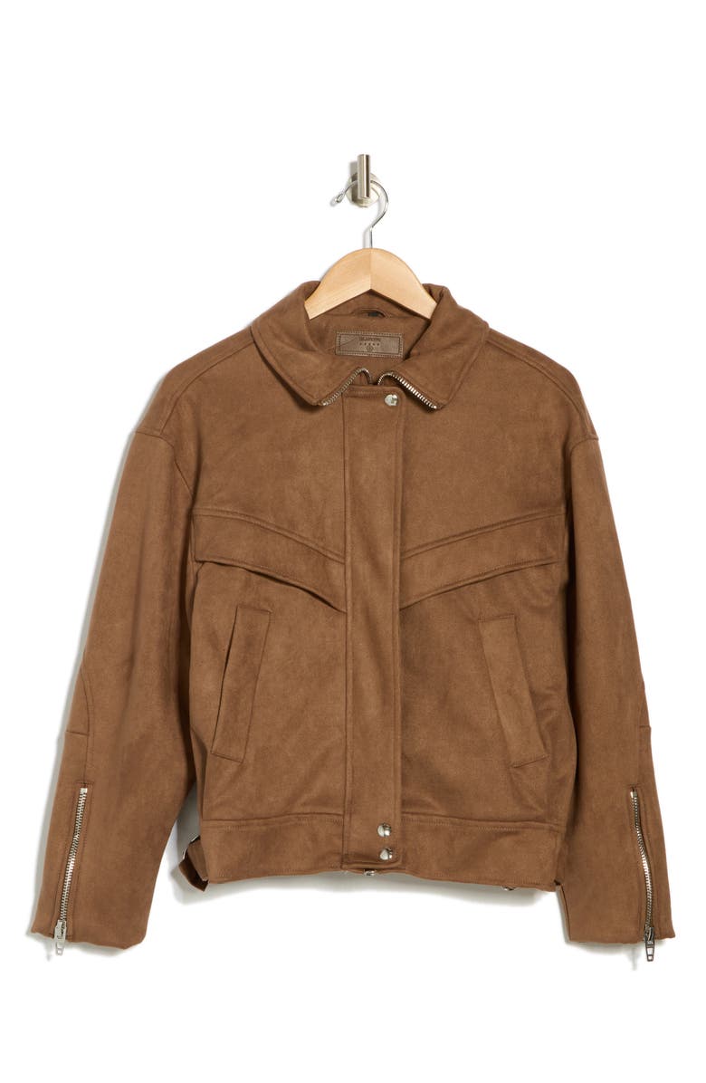 BLANKNYC High Collar Faux Suede Jacket, Alternate, color, Time Capsule