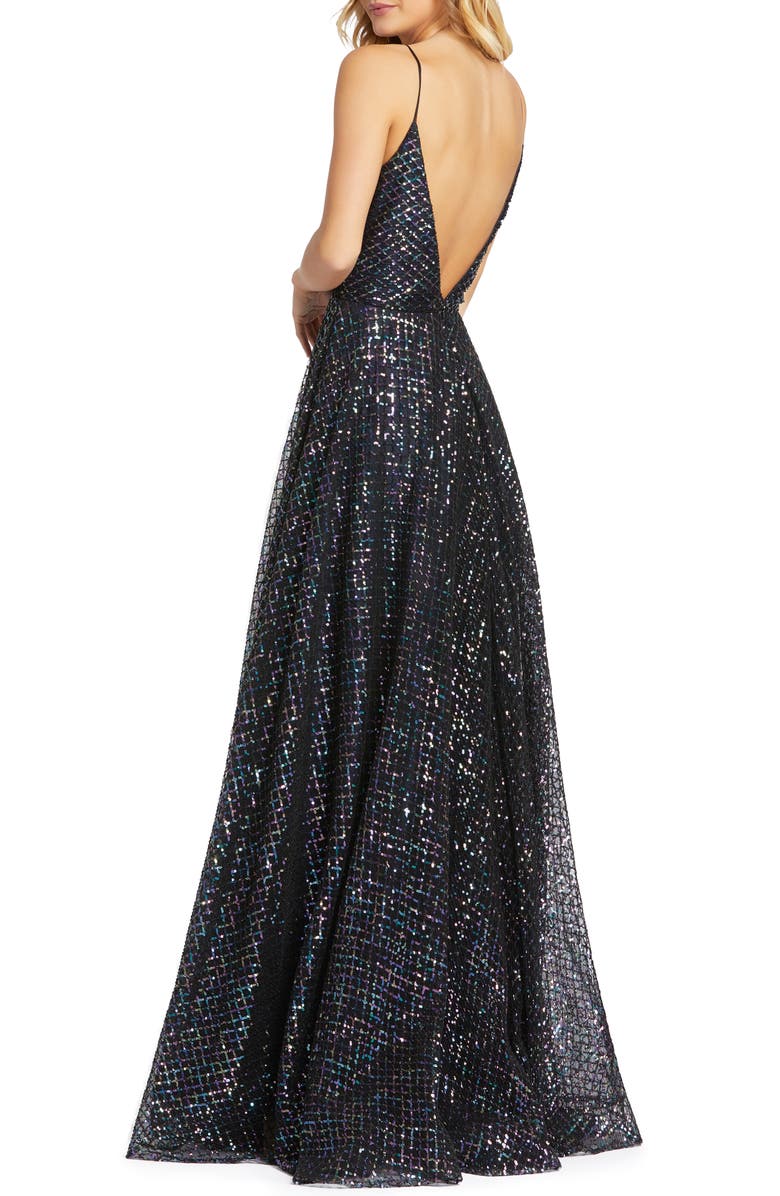 Mac Duggal Multicolor Lattice Sequin Gown, Alternate, color, 