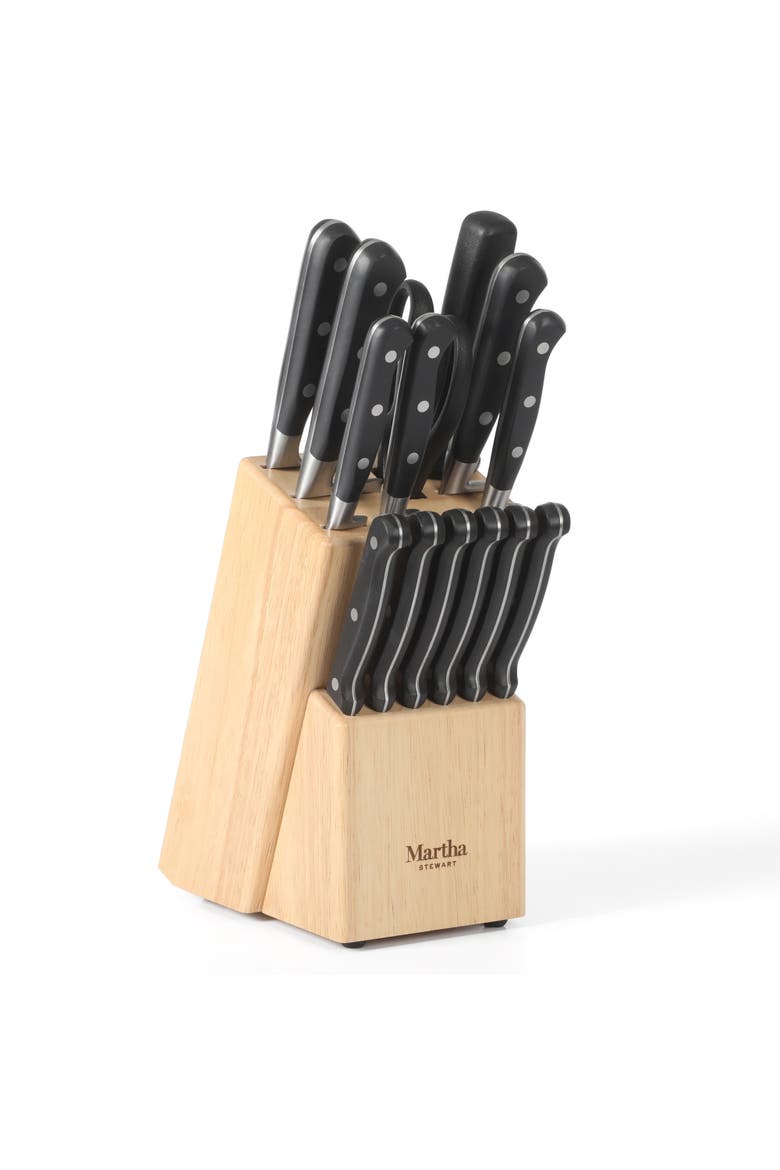 Carverton 15-Piece High-Carbon Stainless Steel Knife Block Set, Alternate, color, Black