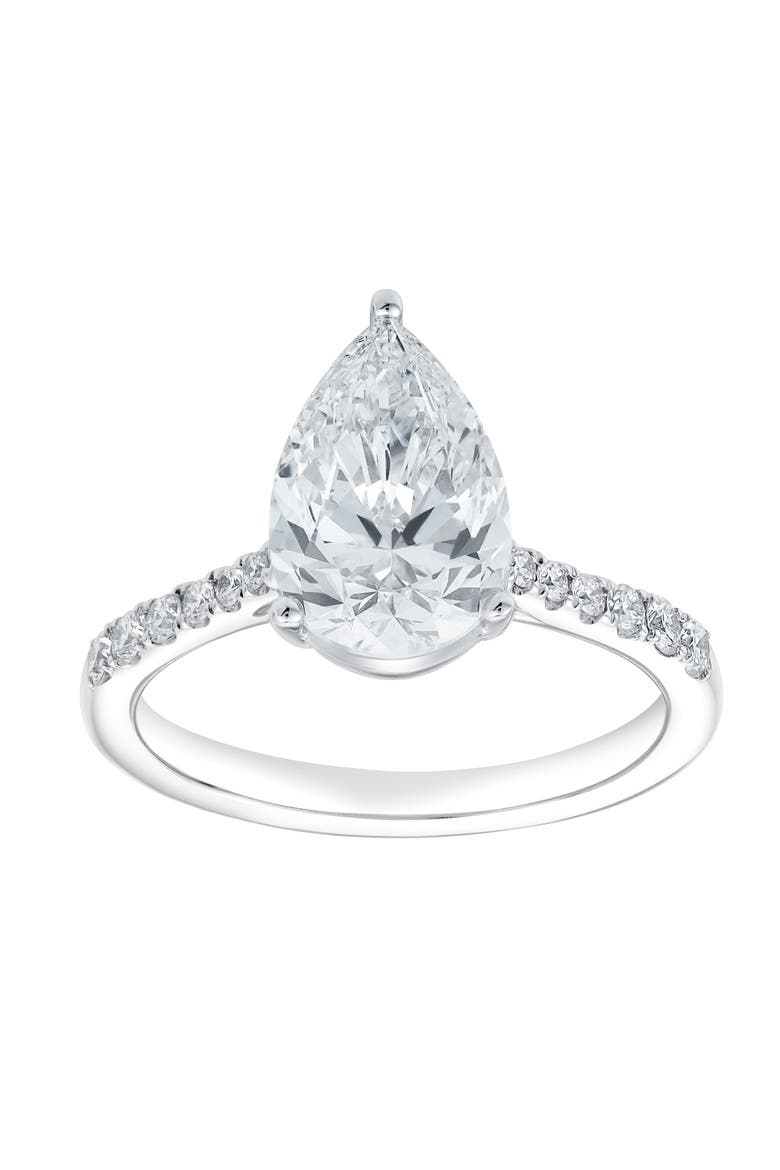 Chloe 14K White Gold Pear Lab Grown Diamond Engagement Ring - 3.25 Ct, Main, color, 14K White Gold