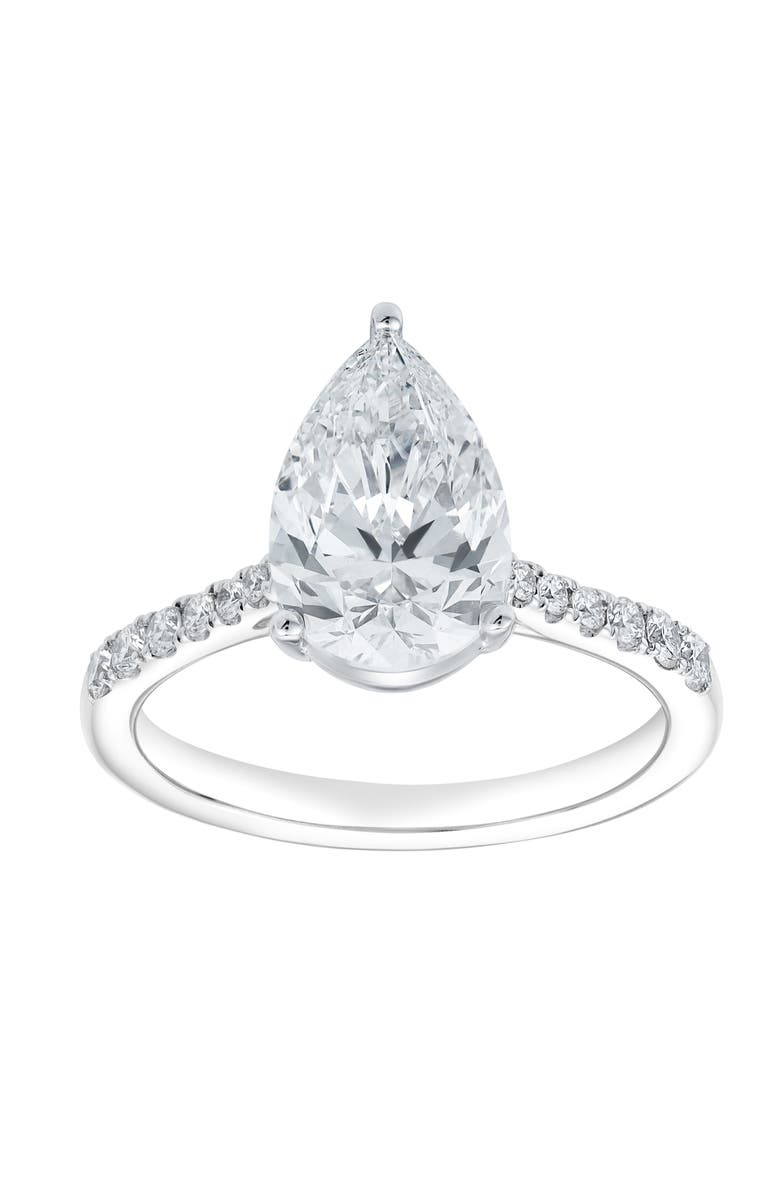 LuvMyJewelry Chloe 14K White Gold Pear Lab Grown Diamond Engagement Ring - 3.25 Ct, Main, color, 