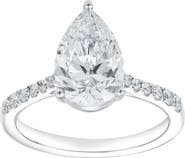 LuvMyJewelry Chloe 14K White Gold Pear Lab Grown Diamond Engagement Ring - 3.25 Ct