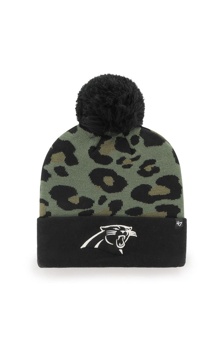 '47 Women's '47 Green/Black Carolina Panthers Bagheera Cuffed Knit Hat with Pom, Main, color, 