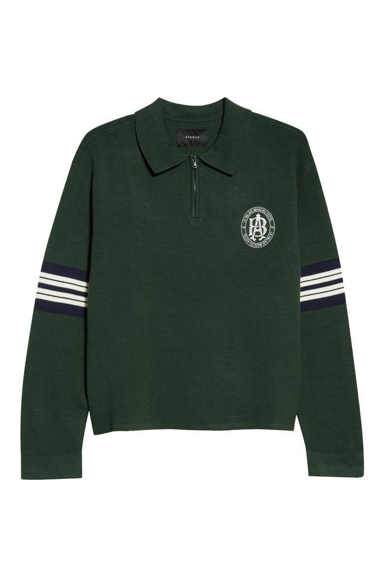 Le Palais Long Sleeve Zip Polo, Main, color, GREEN