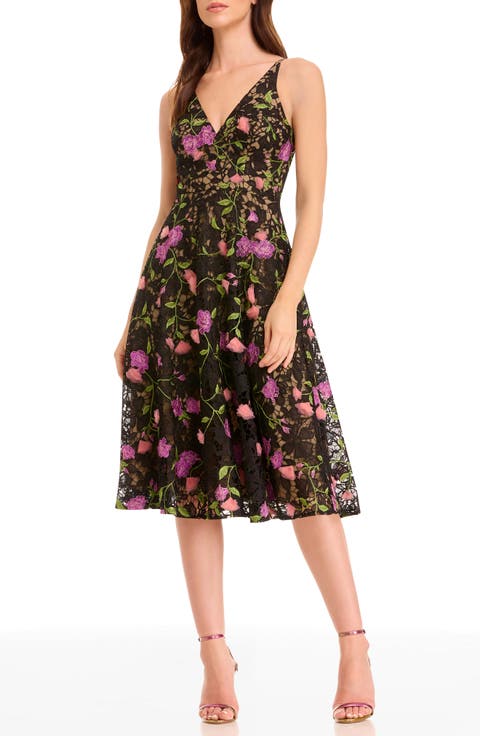 Elisa Floral Fit & Flare Cocktail Dress