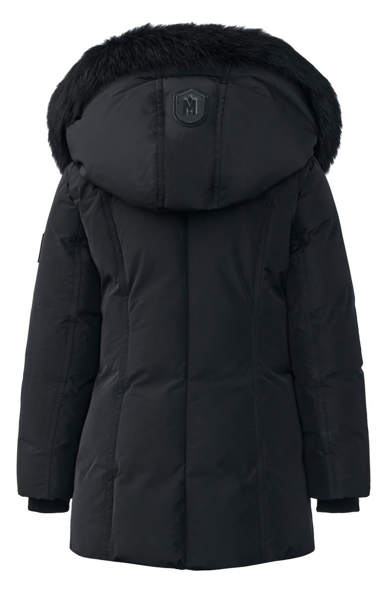 Mackage Kids' Leelee Genuine Shearling Trim Hooded Down Puffer Coat, Alternate, color, Black