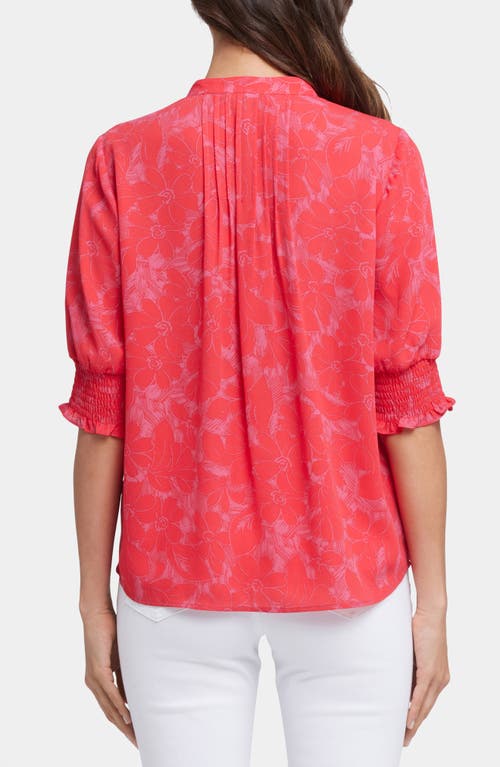 Nydj Pleated Peasant Blouse In Burgundy