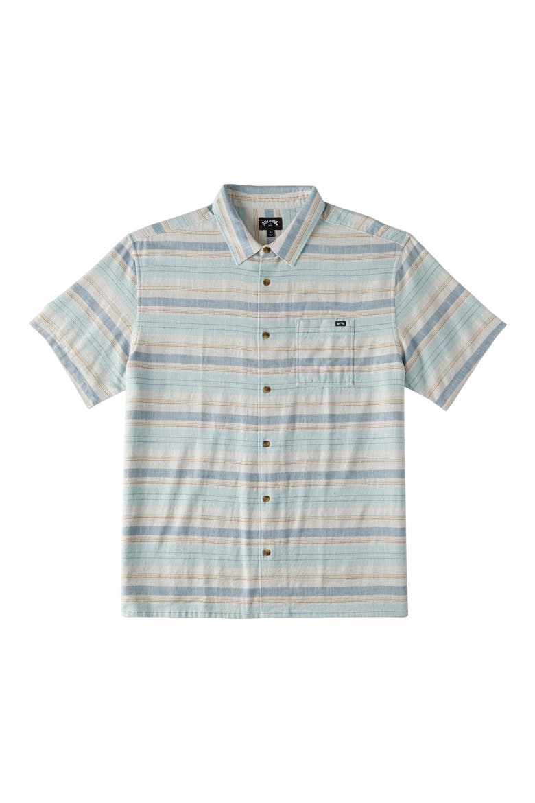 Kids' All Day Stripe Short Sleeve Button-Up Shirt, Main, color, FOG