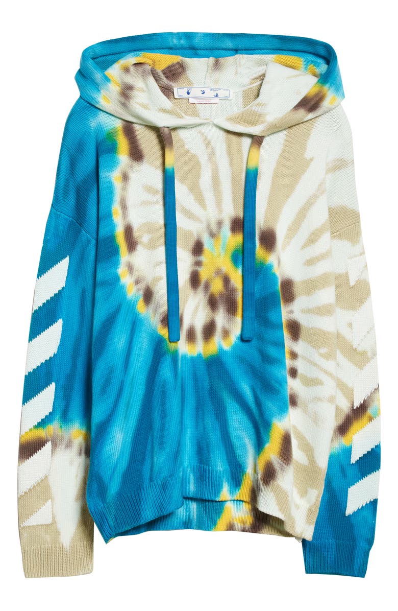 Off-White Tie Dye Knit Cotton Blend Hoodie, Alternate, color, 