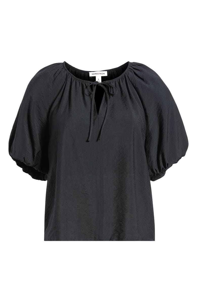 Nordstrom Puff Sleeve V-Neck Shirt, Alternate, color, Black