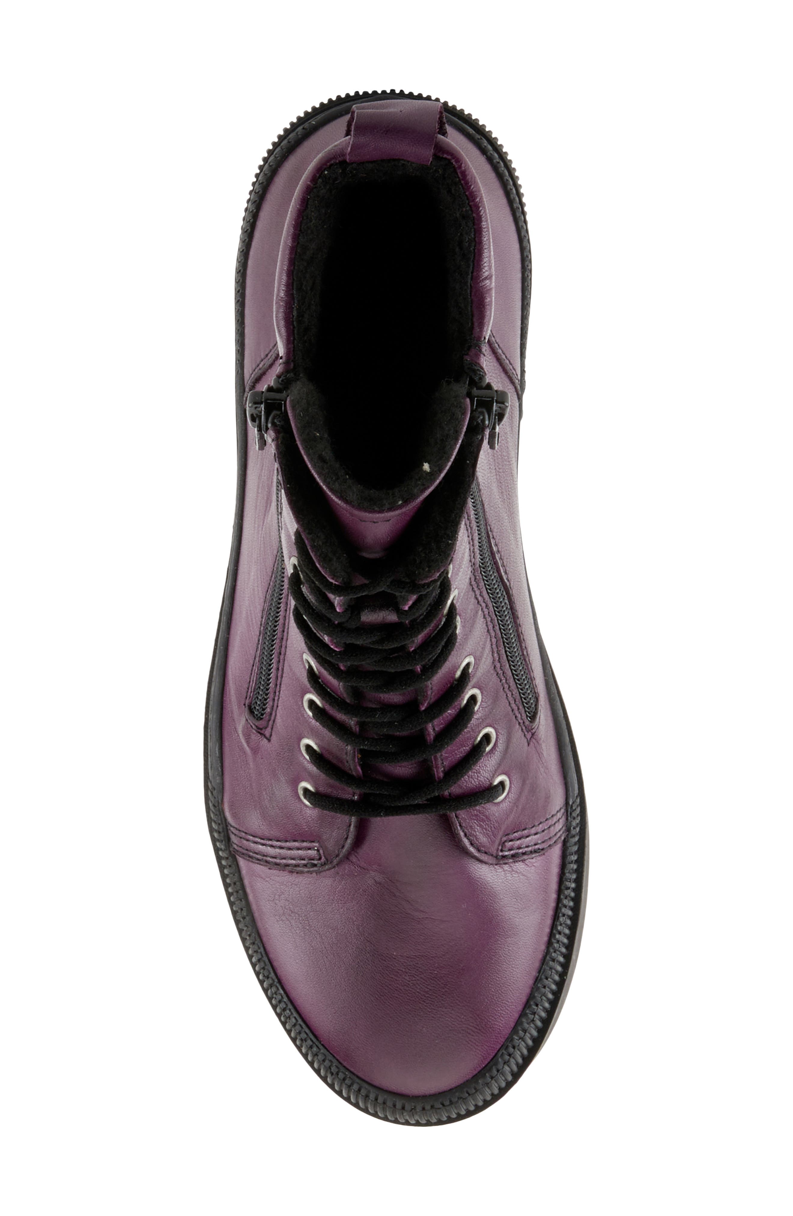 Leather Combat Boot, Alternate, color, PURPLE