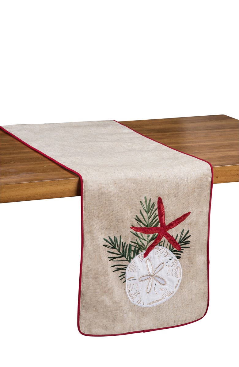 C&F Home Seaside Greeting Table Runner 14" x 72", Alternate, color, Red