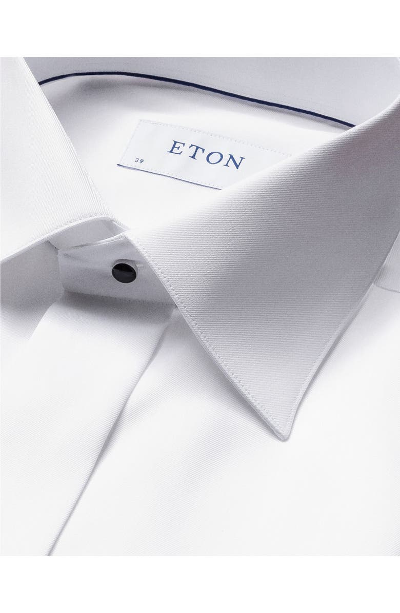 Eton White Cotton Twill Tuxedo Shirt, Alternate, color, White