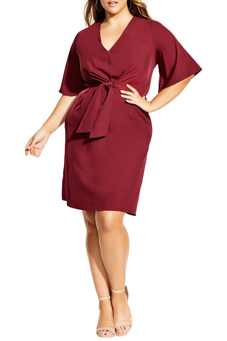 Knot Front Dress, Main, color, PORT