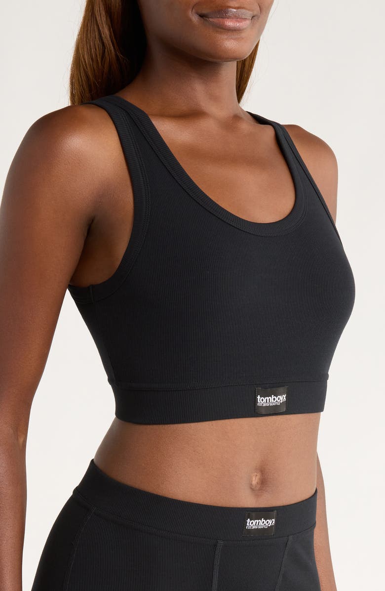TomboyX Essentials Rib Sports Bra, Alternate, color, Black